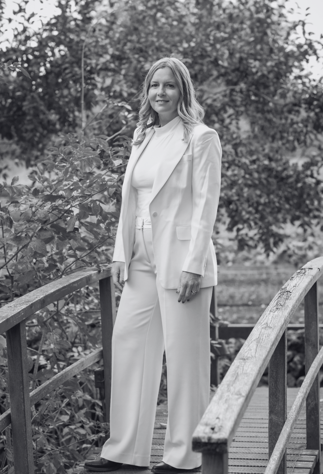 Black and white portrait photograph of Julia Elliott Brown